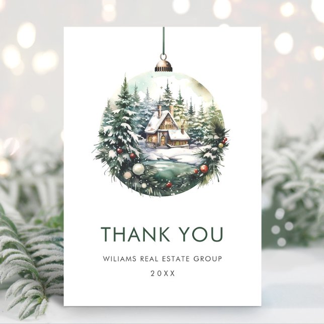 Elegante Wasserfarbe Weihnachtsfeiertag Dankeskarte (Von Creator hochgeladen)