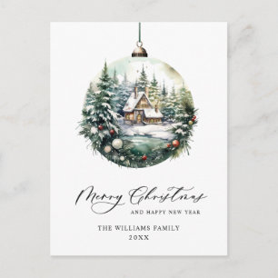 Elegante Wasserfarbe Weihnachtsfeiertag Postkarte
