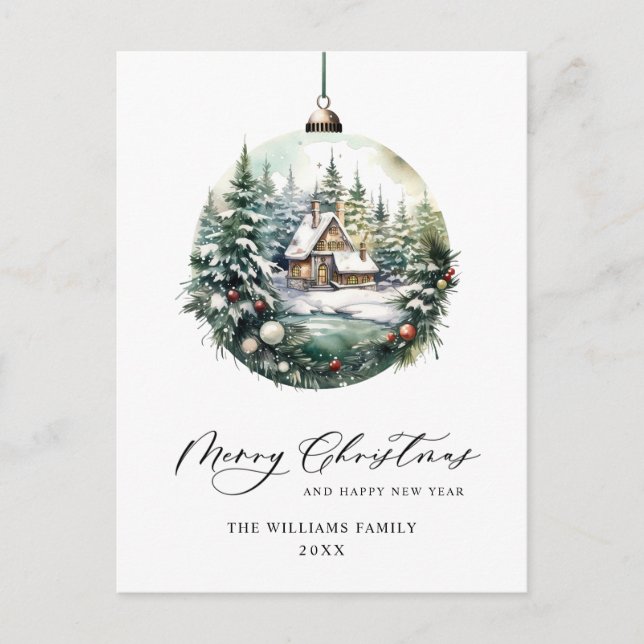 Elegante Wasserfarbe Weihnachtsfeiertag Postkarte (Vorderseite)