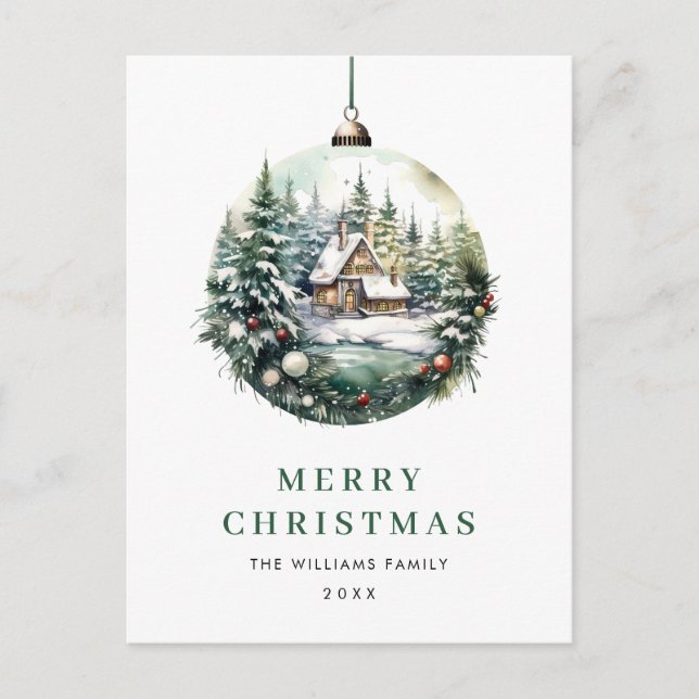 Elegante Wasserfarbe Weihnachtsfeiertag Postkarte (Vorderseite)