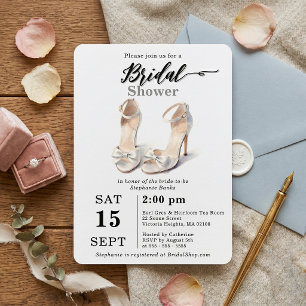 Elegante Wasserfarbe Weiße High Heels Brautschuh D Einladung