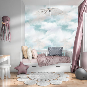 Elegante Wasserfarbe Whimsical Wolken Blau Tapete