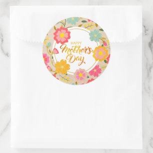 Elegante Wasserfarbe-Wildblumen-Blumen-Muttertag Runder Aufkleber