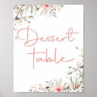 Elegante Wasserfarbe-Wildblumen-Party-Dessert-Schi