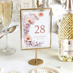 Elegante Wasserfarbe Wilde Blumen Hochzeit Tischnummer