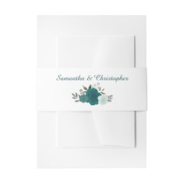 Elegante Wasserfarben Aquamarines Aqua Rose Hochze Einladungsbanderole