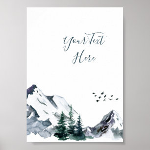 Elegante Wasserfarben Berge Wald Landschaft Poster