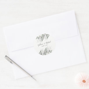 Elegante Wasserfarben-Blumen-Hochzeit Runder Aufkleber