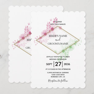 Elegante Wasserfarben-Blumen-Hochzeitseinladungen Einladung
