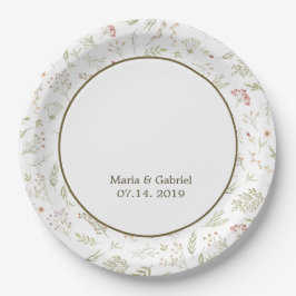 Elegante Wasserfarben Blumen Pappteller
