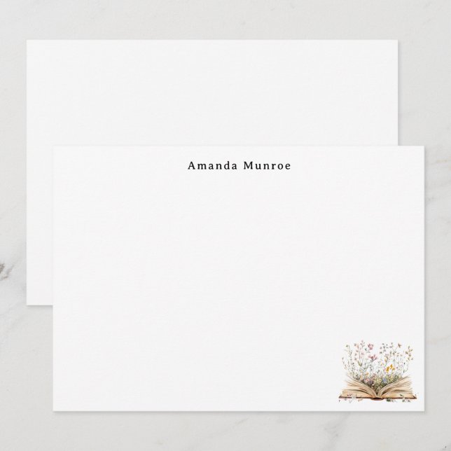 Elegante Wasserfarben Blumenbücher Personalisiert Mitteilungskarte (Vorne/Hinten)