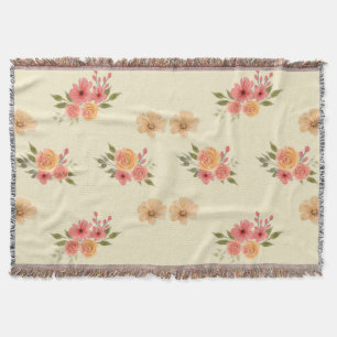 Elegante Wasserfarben-Blumenmuster-Sherpa-Decke Decke