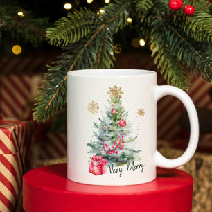 Elegante Wasserfarben-Botanik-Schneeflocke Weihnac Kaffeetasse