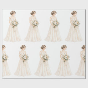 Elegante Wasserfarben-Braut-Illustration Geschenkpapier