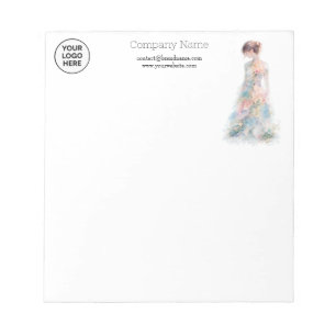 Elegante Wasserfarben Couture Brautmode Designerin Notizblock