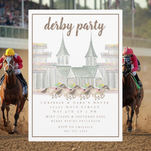 Elegante Wasserfarben-Derbyparty-Rennpferde Einladung