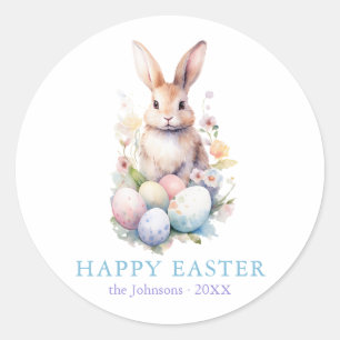 Elegante Wasserfarben Eier Blumenfrass Ostern Runder Aufkleber