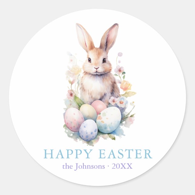 Elegante Wasserfarben Eier Blumenfrass Ostern Runder Aufkleber (Vorderseite)