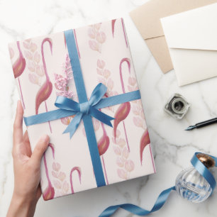 Elegante Wasserfarben Flamingos, Gold und Rosa Geschenkpapier