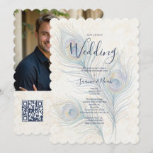 Elegante Wasserfarben-Hochzeit Pfauenfedern TLW26