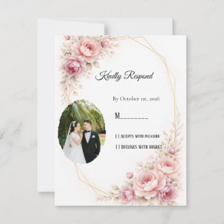 Elegante Wasserfarben-Hochzeits-RSVP-Karte mit Grü Mitteilungskarte
