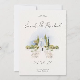 Elegante Wasserfarben-Hochzeitseinladung Einladung