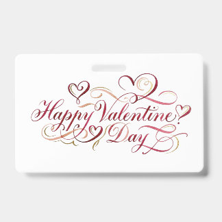 Elegante Wasserfarben-Kalligrafie Frohes Valentins Ausweis