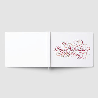 Elegante Wasserfarben-Kalligrafie Frohes Valentins Gästebuch