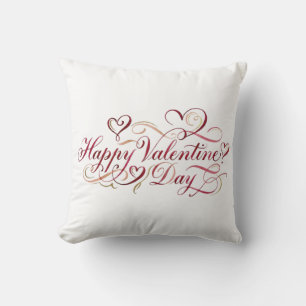 Elegante Wasserfarben-Kalligrafie Frohes Valentins Kissen