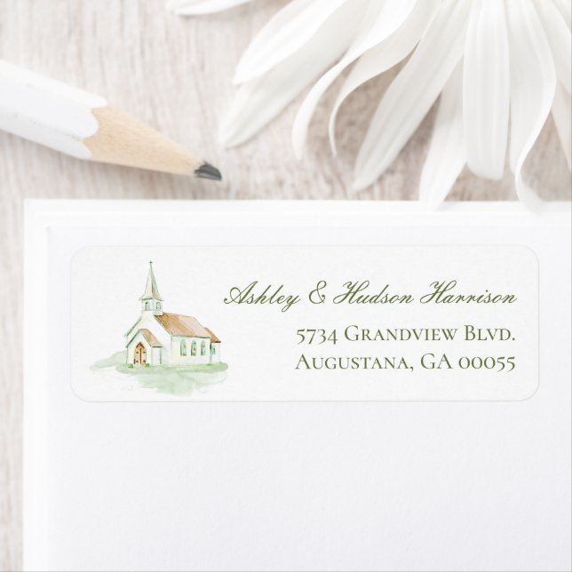 Elegante Wasserfarben-Kapelle Rücksendeadresse (Insitu)