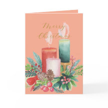 Elegante Wasserfarben-Kerzenlicht-Weihnachtskarte