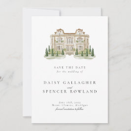 Elegante Wasserfarben-Location-Illustration Hochze Save The Date