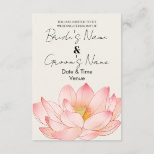 Elegante Wasserfarben-Lotos-Hochzeitseinladung Einladung