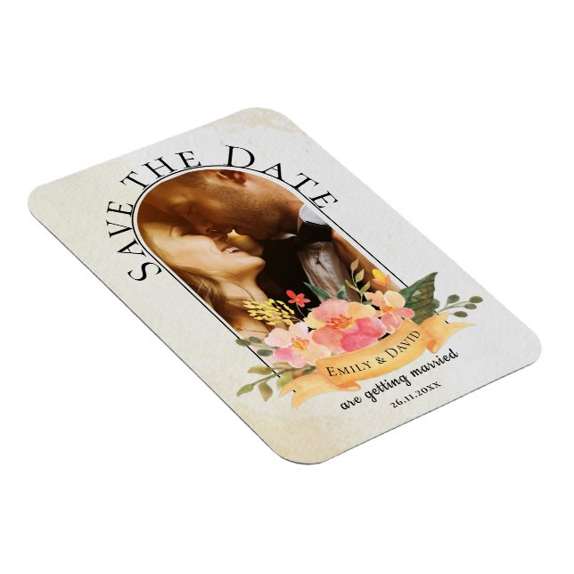 Elegante Wasserfarben Niedliches Foto Hochzeit Magnet (Rechte Seite)