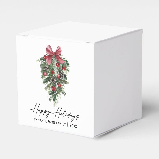 Elegante Wasserfarben Pines Calligrafy Ink Holiday Geschenkschachtel (Vorderseite)