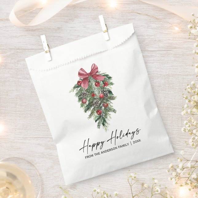 Elegante Wasserfarben Pines Calligrafy Ink Holiday Geschenktütchen (Ausgeschnitten)