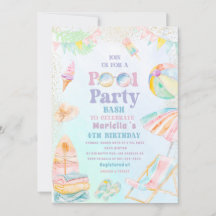Elegante Wasserfarben-Poolparty zum 4. Geburtstag 
