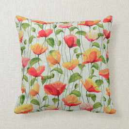 Elegante Wasserfarben Rosa und gelbe Blumen| Kissen