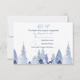 Elegante Wasserfarben-Schneeflocken Winterhochzeit RSVP Karte