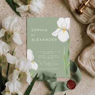 Elegante Wasserfarben-Schwertlilien-Hochzeitseinla Einladung