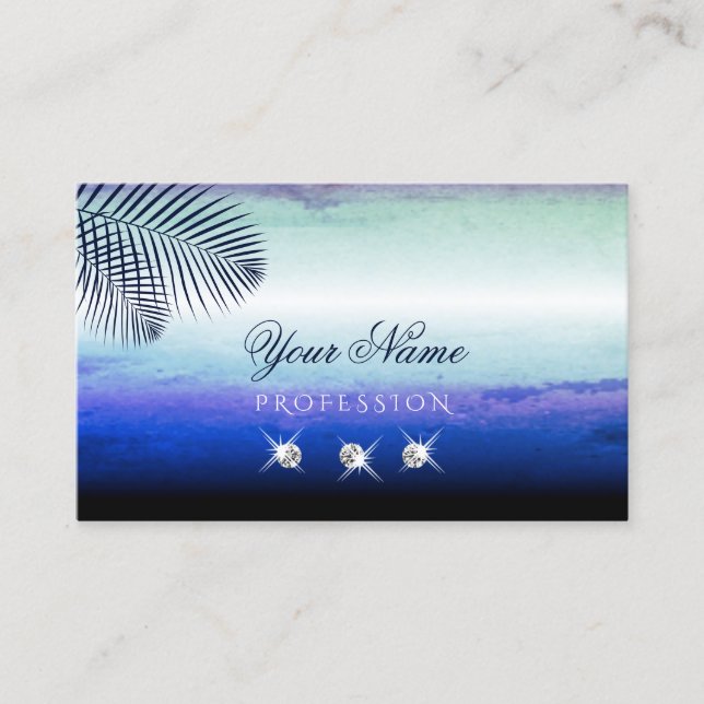 Elegante Wasserfarben Sky Clouds Sparkling Diamond Visitenkarte (Vorderseite)