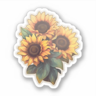 Elegante Wasserfarben Sonnenblumen Blumen Aufkleber