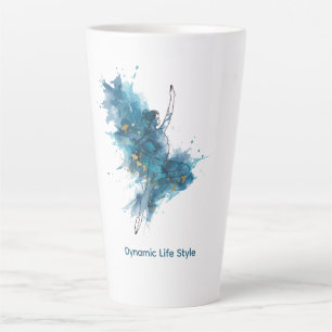 Elegante Wasserfarben-Tänzerin & Gold-Ginkgo-Zen-K Milchtasse