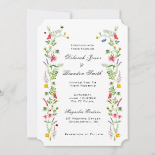 Elegante Wasserfarben-Wildblumen-Hochzeitseinladun Ankündigung
