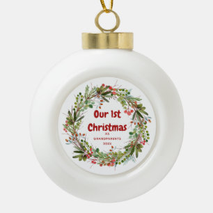Elegante Wasserfarben Wreath  Keramik Kugel-Ornament