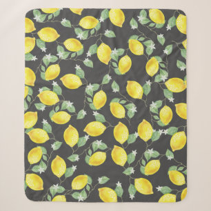 Elegante Wasserfarben Zitronen und Blüten Sherpadecke