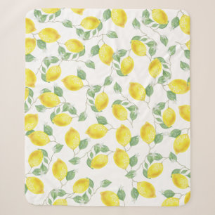 Elegante Wasserfarben Zitronen und Blüten Sherpadecke