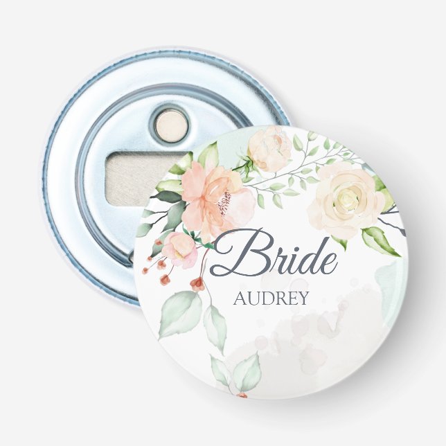 Elegante Wasserfarbenbraut Personalisiert Flaschenöffner (Vorderseite)