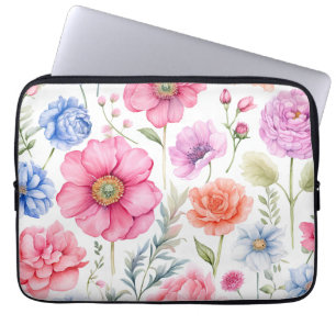 Elegante Wasserfarbene Blume Flora Muster Laptopschutzhülle
