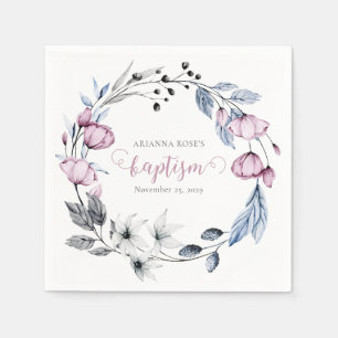 Elegante Wasserfarbenfrohe Blumenzeremonie Taufe Serviette